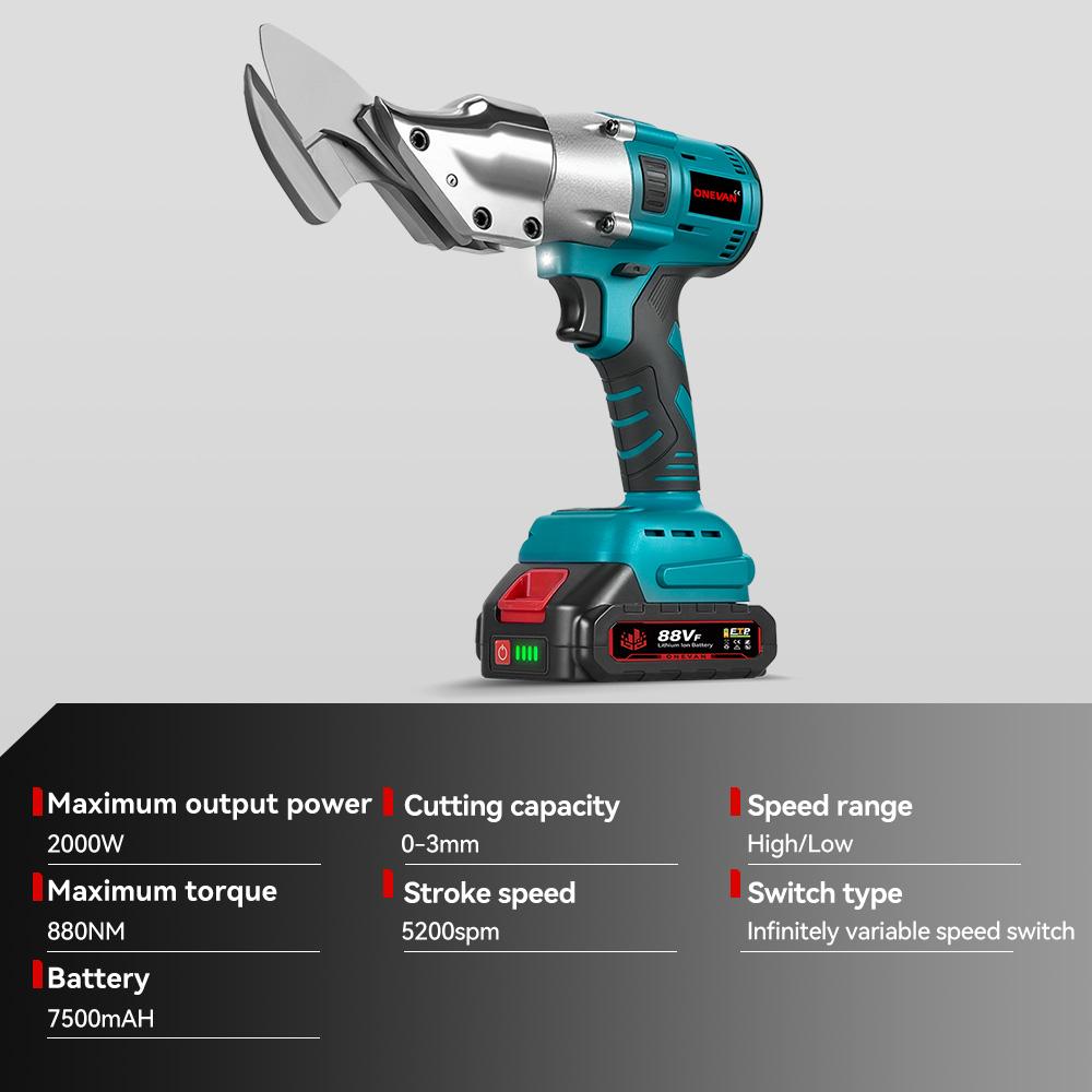 ONEVAN 880NM Brushless Electric Iron Scissors Cordless Iron Steel Scissors Sheet Metal Cutter Power Tool For Makita 18V Battery Pin