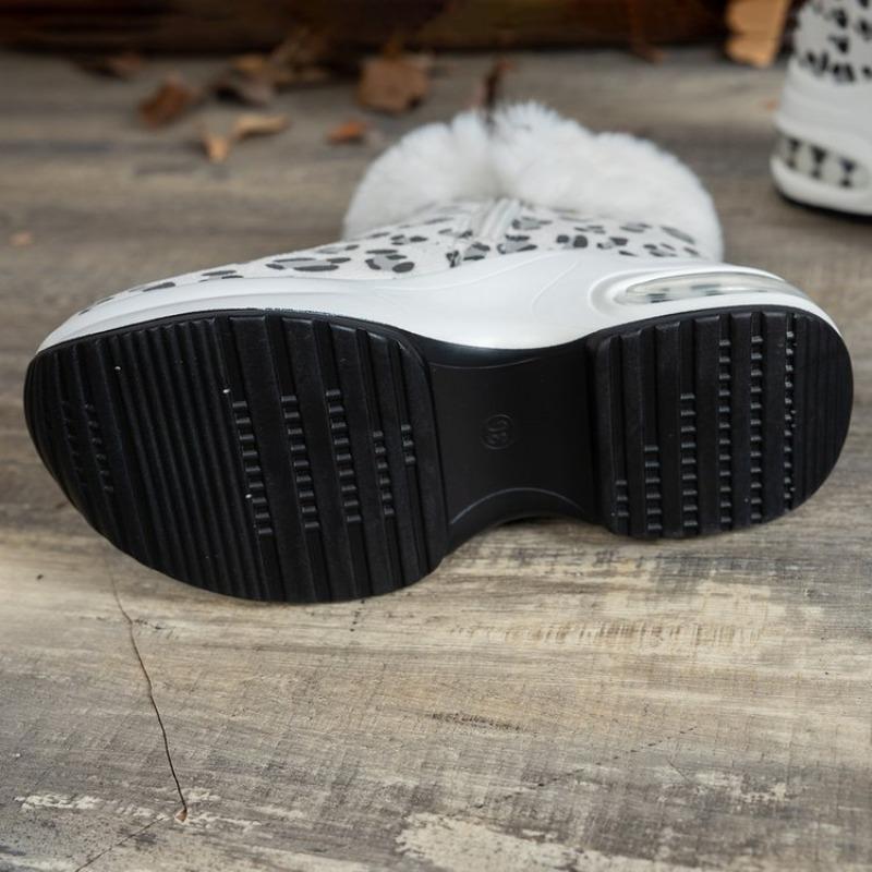 Women's Plus-Size Leopard Print High-Top Flat Ankle Boots - Comfortable Cushioned Insole, Wide Calf