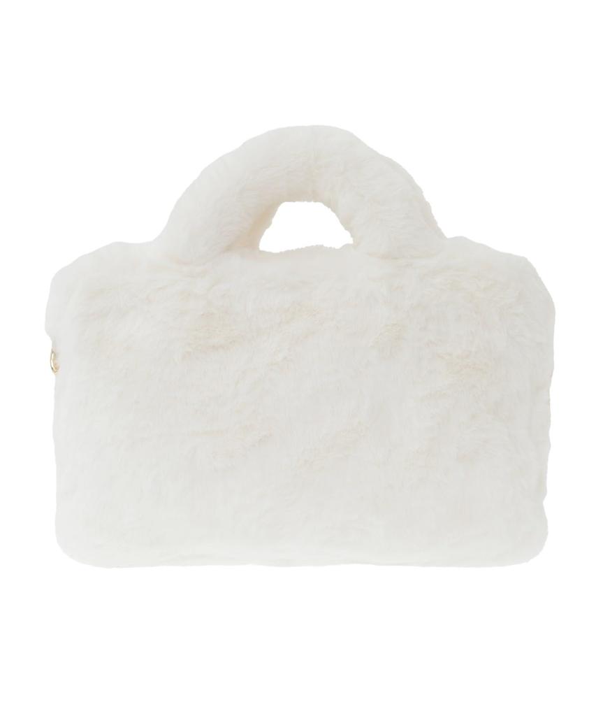 Maison de FLEUR Charm-Attached Fur 2-Way Boston Bag, Pink, F, Handbag, 08000754200