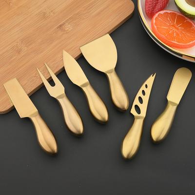 6Pcs Matte Gold Mini Knife Fork Cheese Tool For Butter Cheese Slicer Cutter Stainless Steel Cutlery Tool Kitchen Gadget