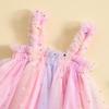 Toddler Girls Summer Casual Sling Dress Sleeveless Stars Print Colorful Tulle Dress