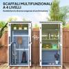 Wooden Garden House with Adjustable Shelves, Two Doors with Lock and Windows, Grey