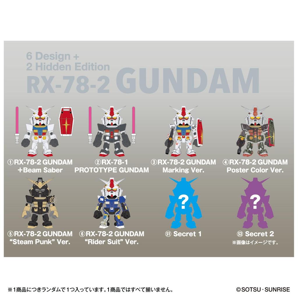 Mini RX78-2 Gundam Figure Set (1 Box of 8) - Ages 15+