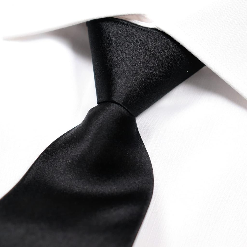 [Michiko London] KOSHINO Black Tie, Formal, Black, Ceremonial, Funeral, Memorial Service, Brand, Satin Weave, Plain, Slim Tie, 7cm, Silk Blend,