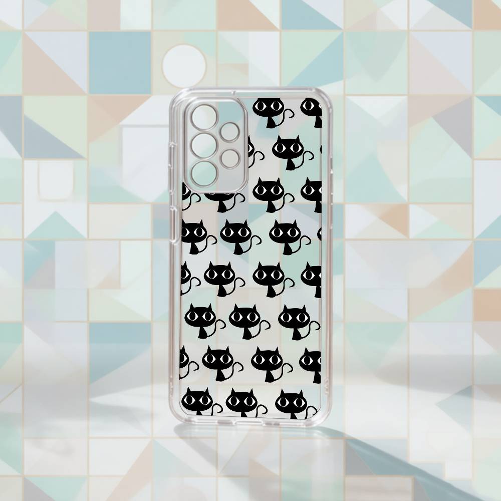 Cute kitten P-pattern patchwork  Phone Case Transparent Silicone Soft For Samsung S25,S24,S21,S22,S23,S30,Ultra,S20,Plus,Fe