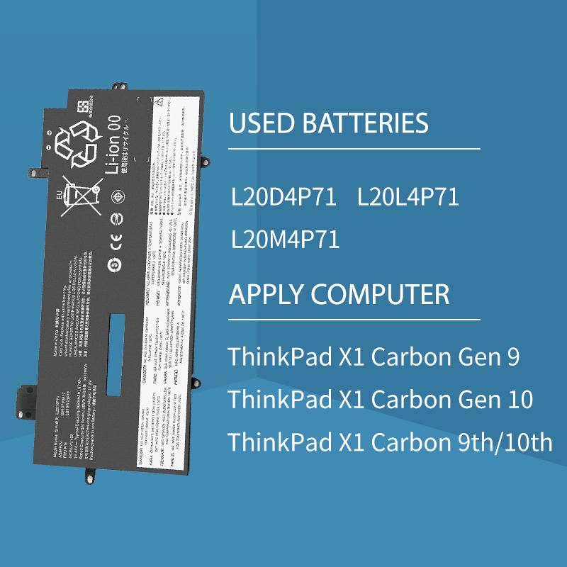 SOMI  L20C4P71 L20M4P71 Battery For Lenovo ThinkPad X1 Carbon Gen 9 10 X1 Yoga 6th 7th Gen 6 7 Series L20D4P71 L20L4P71