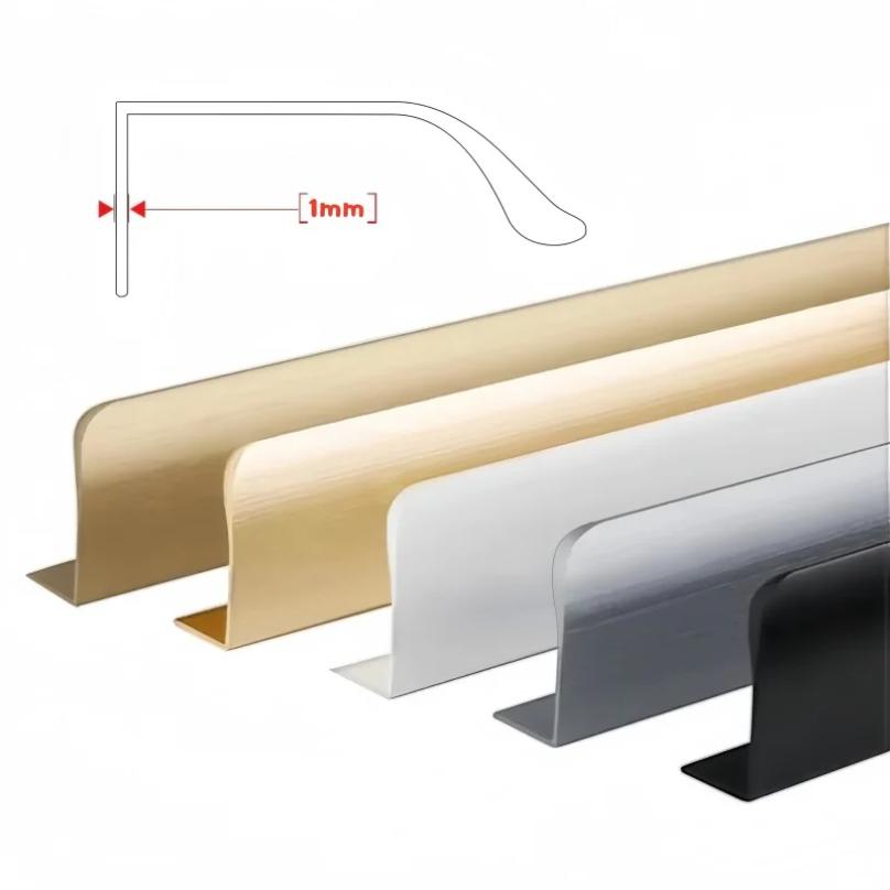 Hidden Door Handles Black Golden Mount Finger Edge Drawer Pull Concealed Handle Aluminum Alloy Long Furniture Handles Hardware