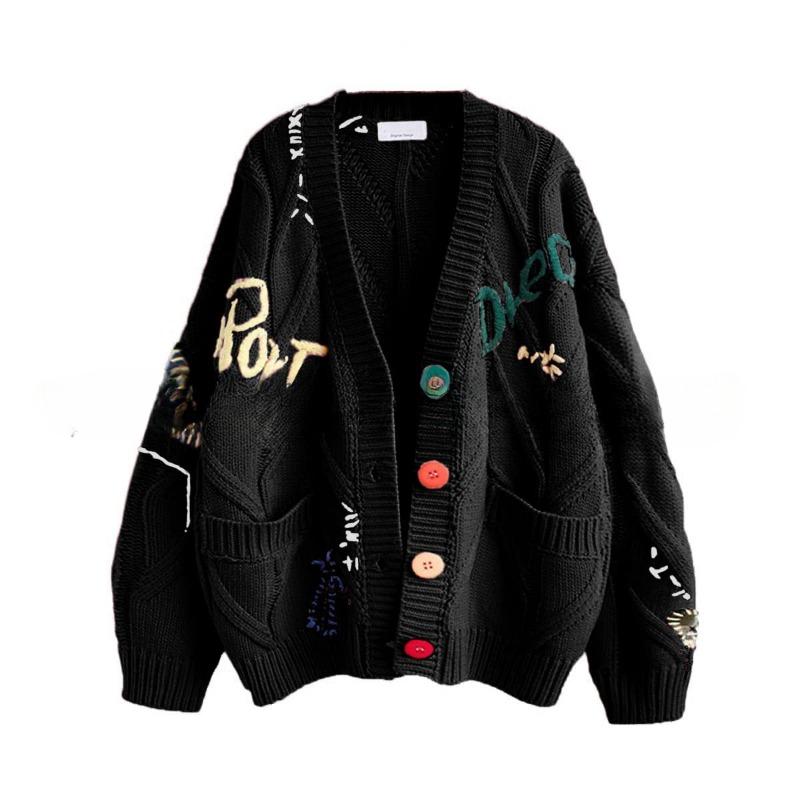 

DAFIFY Женская мода повседневная осень-зима с длинным рукавом и V-образным вырезом свитера Size: One Size чёрный