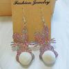 Acrylic Rabbit Plush Ball Drop Earrings Colorful Sequins Charm Earrings Jewelry