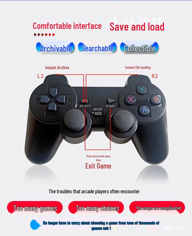 M8 Retro Dual Arcade Console: Wireless HD TV Classic Game Box