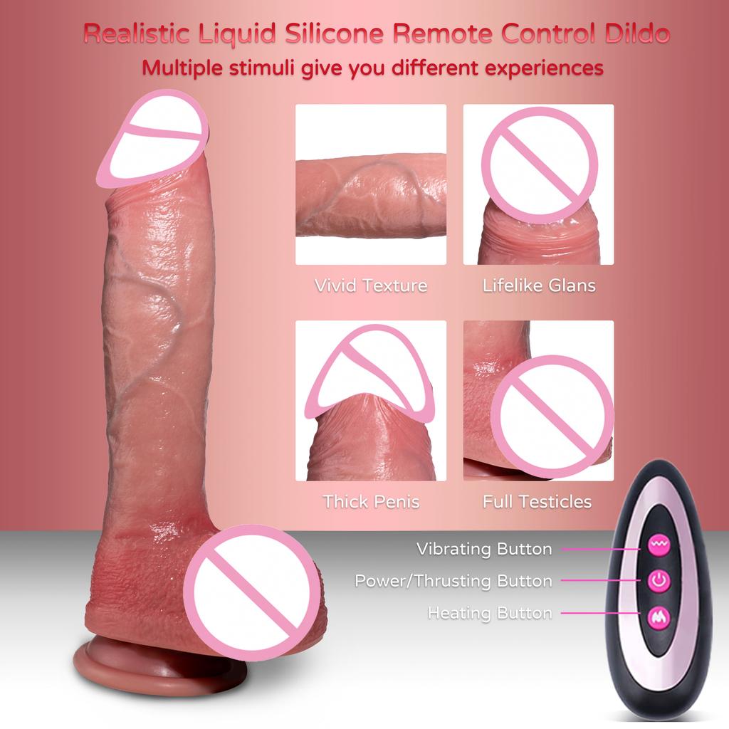 Realistischer ferngesteuerter vibrierender Dildo Teleskopisch Heizend Großer Penis für weiblichen G-Punkt Vagina Massagegerät Sexspielzeug für Frauen Erwachsene