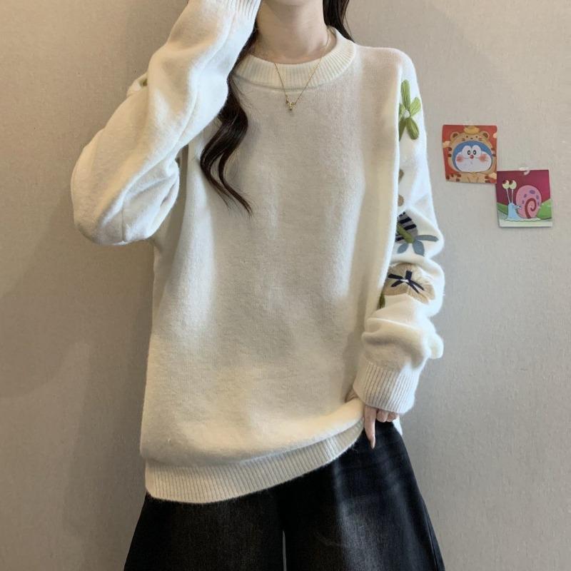 Pullover für Damen Herbst Winter Verdickter Pullover Warm Gestrickt Gestreift Rundhals Basisschicht Dehnbar Langarm Oversize Jumper Oberteile