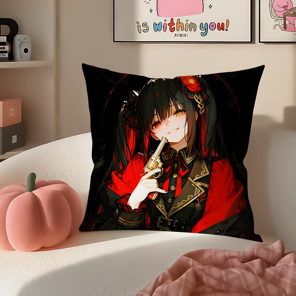 Tokisaki Kurumi Date A Live Cushion Cover Pillowcase Short Plush Invisible zipper Room Sofa Cushion Cover