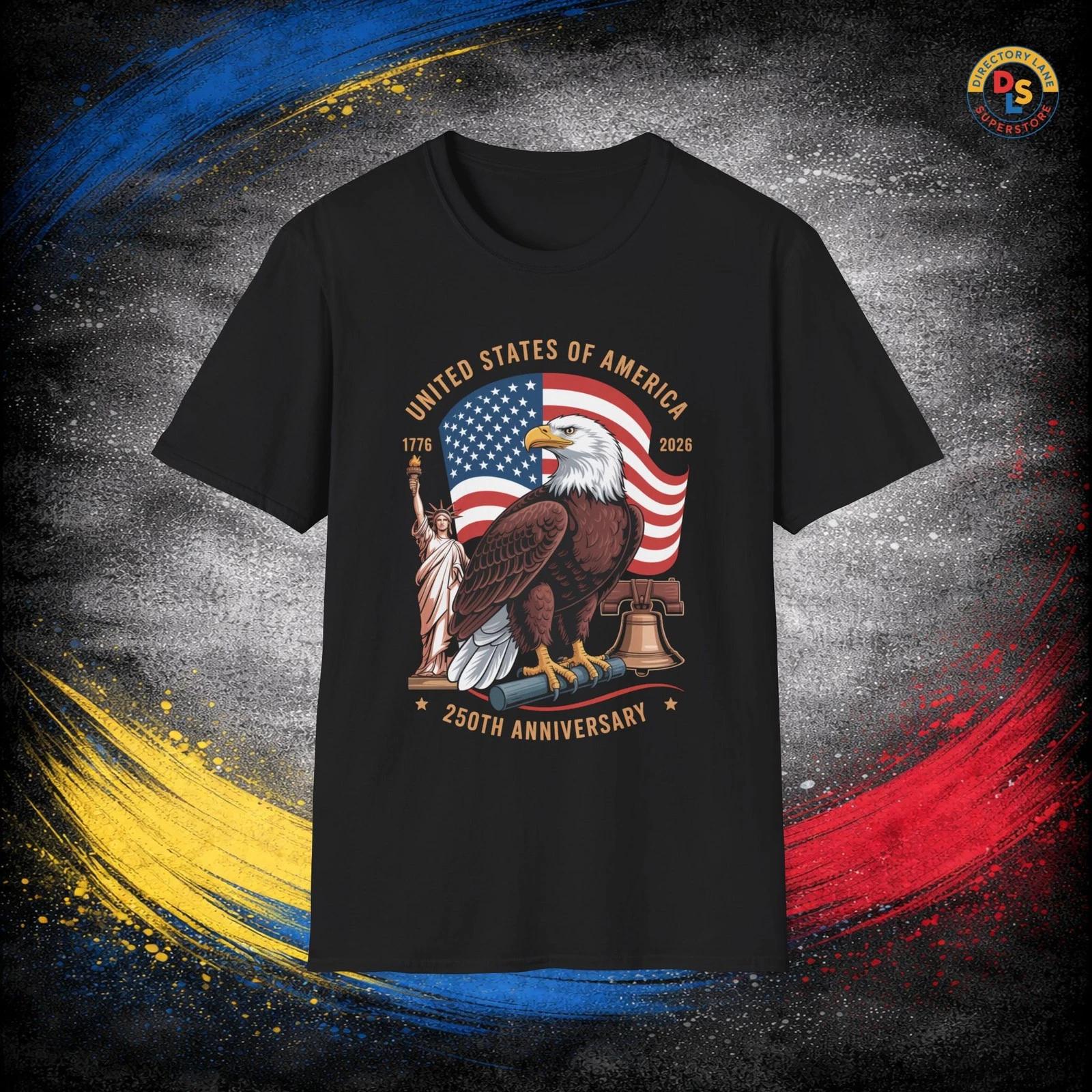 United States 250th Eagle USA T-Shirt Unisex Softstyle Tee XL