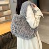 Autumn fashion plush portable tote bag new texture fashion shoulder bag solid color casual women's bag