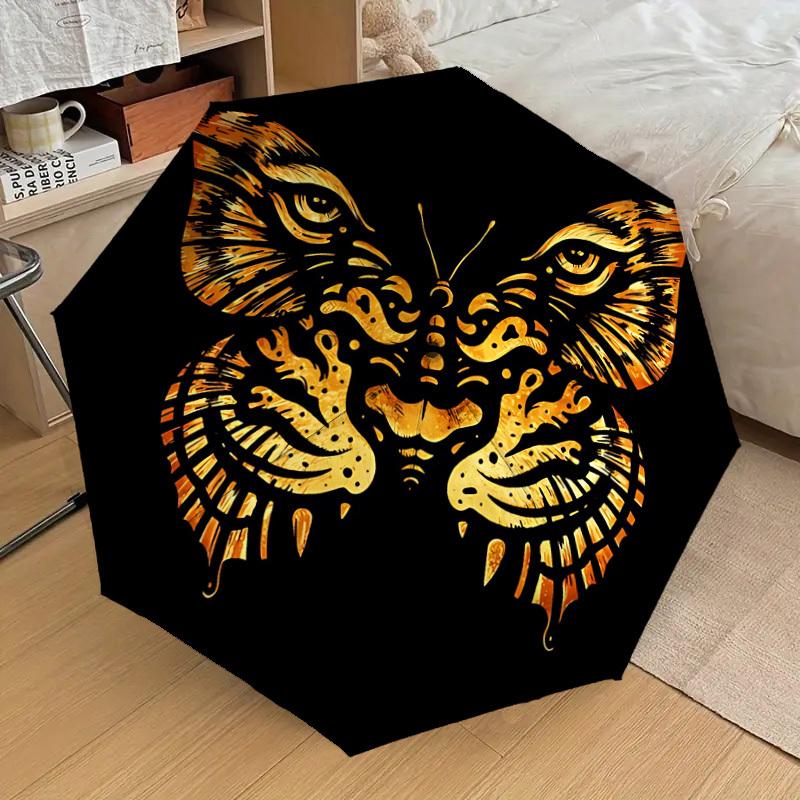 

1pc Tiger Butterfly Automatic Folding Umbrella Durable Iron Frame, Iron Umbrella Structure Suitable for All Seasons yy260203118