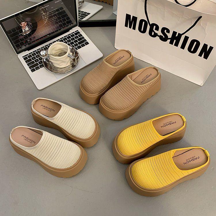 Thick-soled Bag Head Half Slippers Summer Wear 22 Years of New Models with Skirts Mesh Lazy Shoes Birkenstocks