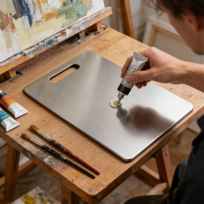 Extra Large Stainless Steel Paint Palette,Durable Mixing Tray for Watercolor Acrylic Paints,Easy Clean Portable Artist Palette