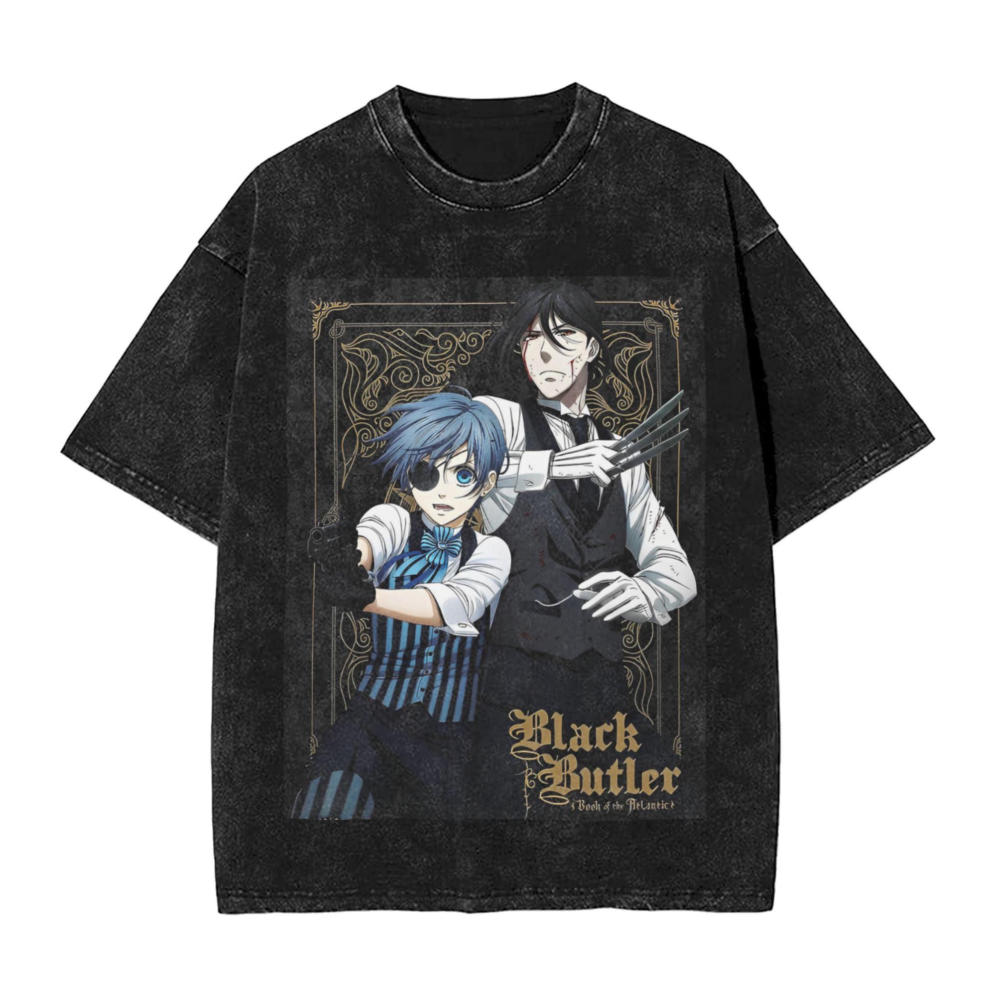 

Anime Black Butler Graphic Tshirt For Men Women Clothing Summer Cotton Soft Short Sleeve Tees Vintage Washed Oversized T Shirt S