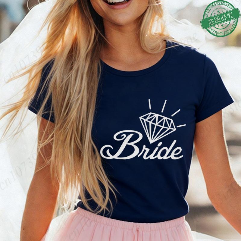 Team Bride Matching T-Shirts Diamond Ring Graphic Tees Bachelorette Hen Party Summer Short Sleeve O Neck Tops for Bridesmaids