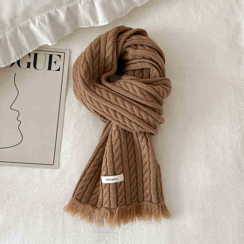 Delicate Twist Solid Color Wool Scarf Female Soft Couple Scarf
