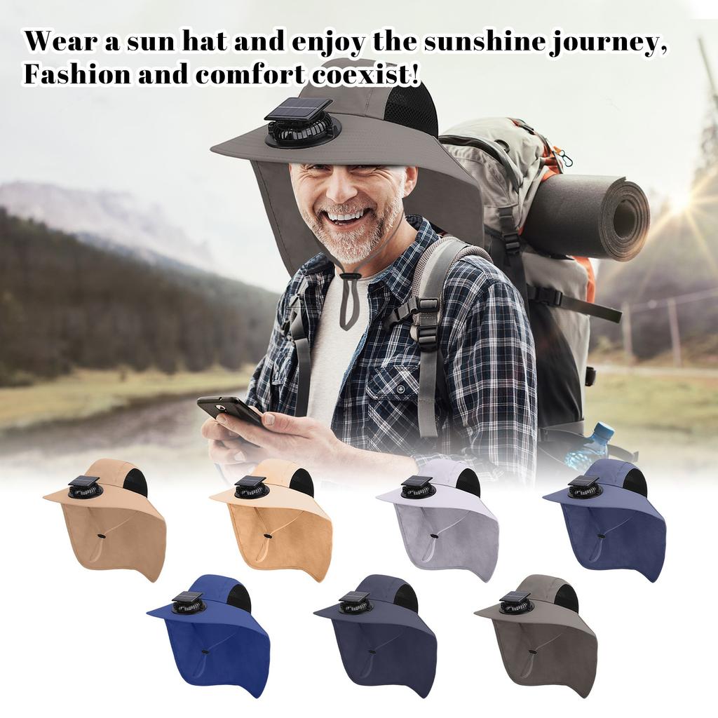 Outdoor Mountaineering Fishing Sun Hat With Large Solar Fan