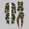 Plus Size Camouflage Print 3 Piece Outfit, Long Sleeve Open Front Cardigan Cami Top Leggings Set for Women
