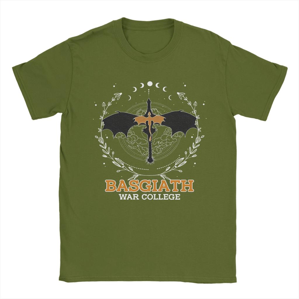 Fourth Wing Basgiath War College T-Shirt Men's Cotton Clothing Retro  O-neck Short Sleeve