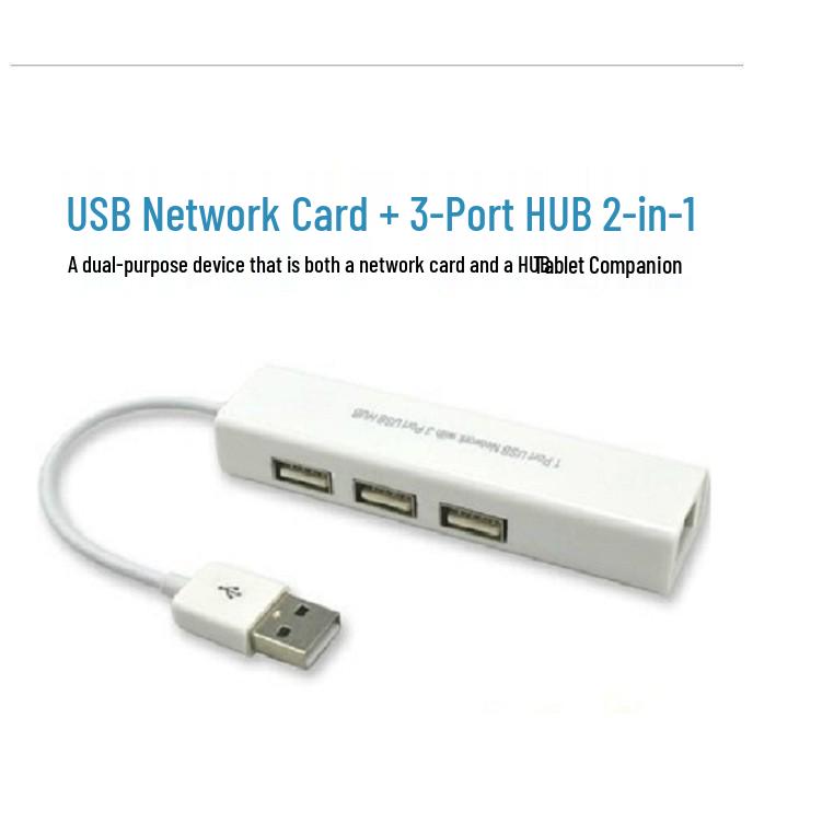 USB LAN + Hub Network Adapter: 2-in-1 Expansion with 3 USB Ports, USB to RJ45
