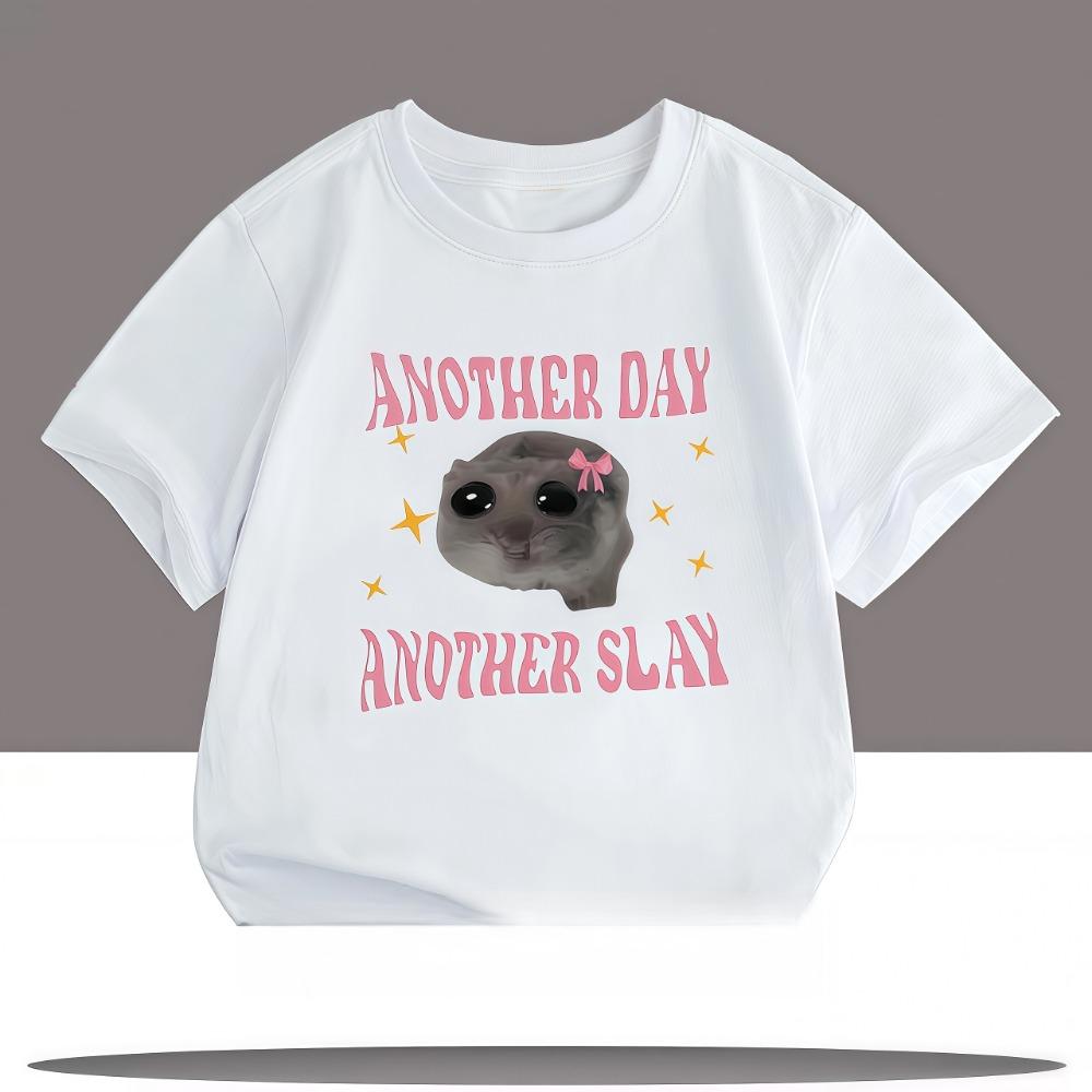 Another Oay Children Cartoon Print T-shirts Summer Girls Casual Fashion Kawaii Colorful Short Sleeve Tops Kids