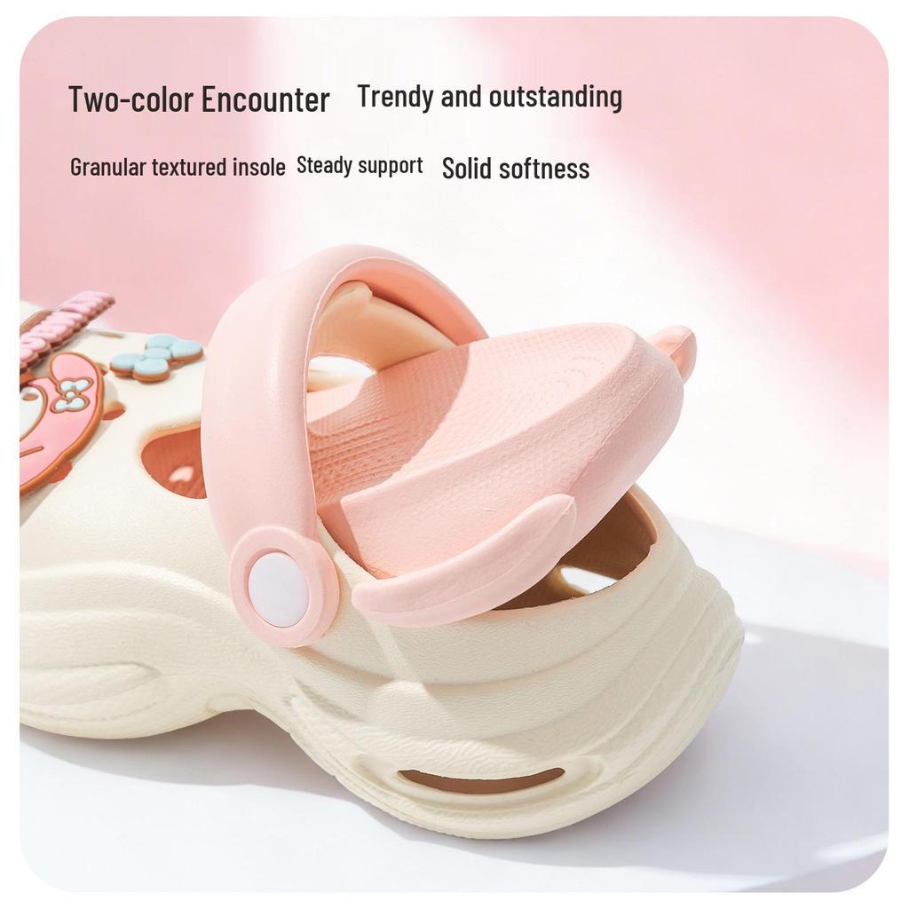 Cartoon Cute Squishy Summer Sandals for Girls - Two-Way Hole Shoes