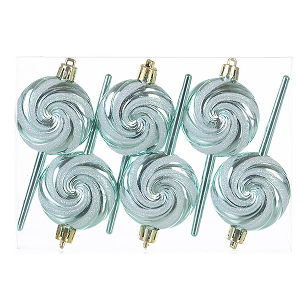 6PCS Merry Christmas Ball Set Candy Cane Stick Candy Christmas Decoration Painted Pendant E