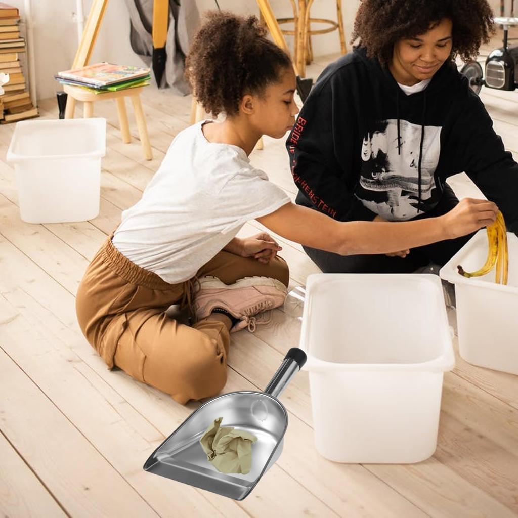 GLEAVI 1pc Stainless Steel Dustpan Pet Shovel Dustpan Broom Standing Dustpan Stainless Steel Table Steel Dustpan Sweeper Pan Lobby Dustpan Metal