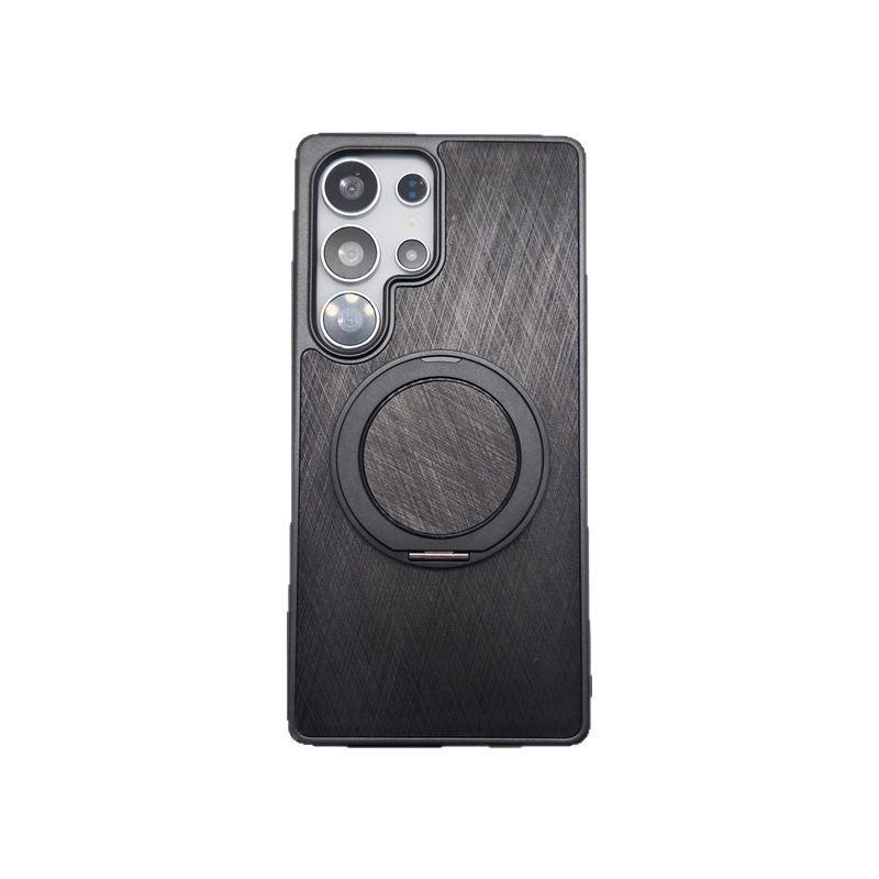Suitable for Samsung S25ultra Mobile Phone Case Wood Grain 360 Rotating Magnetic Bracket Fashionable S25 Mobile Phone Protection Case