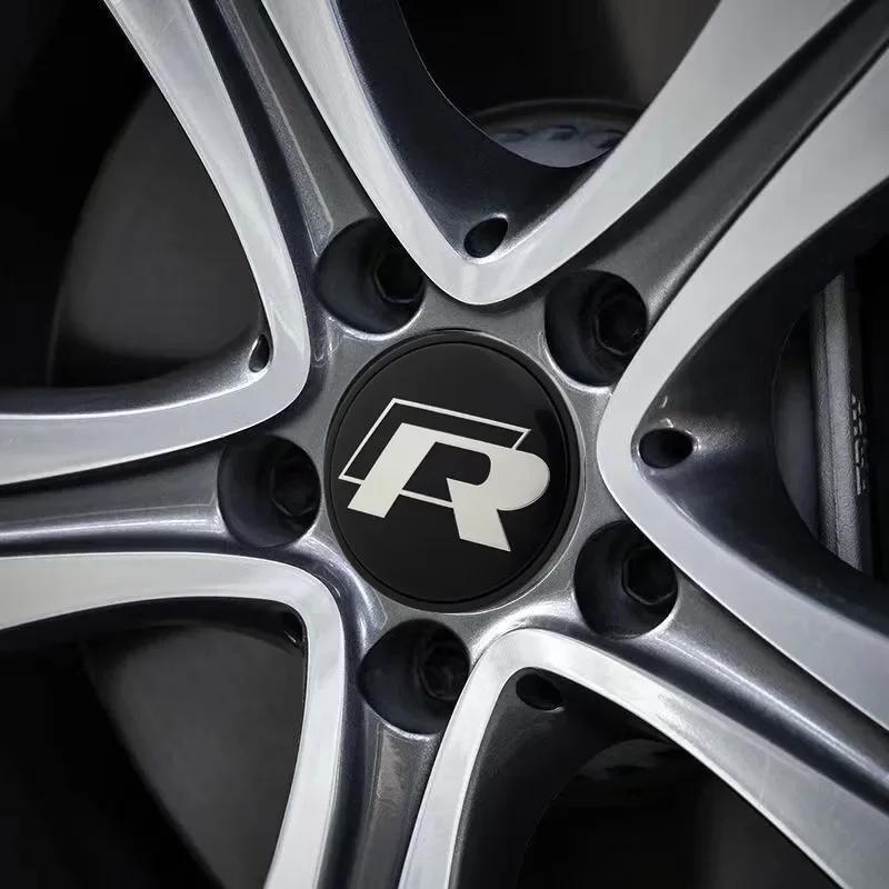 Nowe Nowe 4 szt. 65mm Naklejka z Emblematem na Koło Samochodowe 60mm Osłona Piasty Do Volkswagen VW Jetta R Rline Touran POLO Golf MK4 MK5 MK