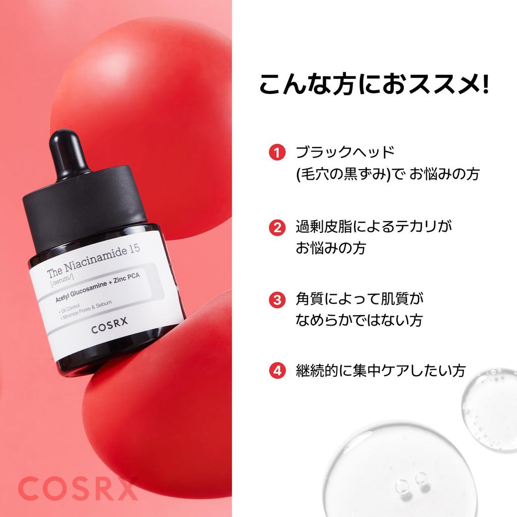 COSRX Siero alla Niacinamide Niacinamide 15 Niacinamide Contenuto più Alto di Niacinamide nel suo Serie per Problemi Sensibili Base Cosmetici Coreani, 20ml, 15%