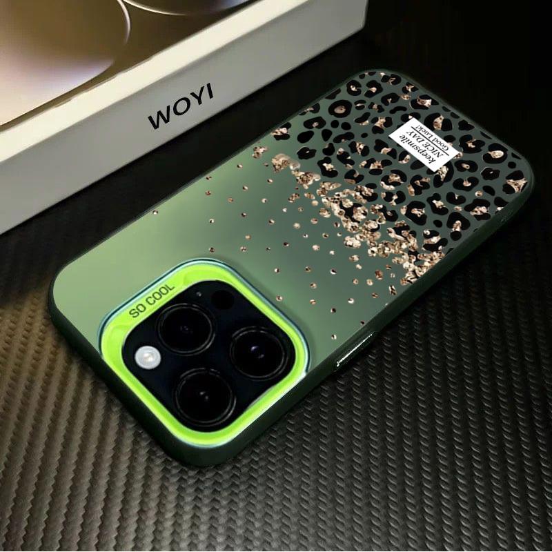 

Golden Dot and Leopard Print Design Phone Case For iPhone 17 16 15 Pro Max 14 13 12 11 XS X XR 7 8 Plus 16E 17 Air SE 2020 Cover iPhone 15 Pro зелёный