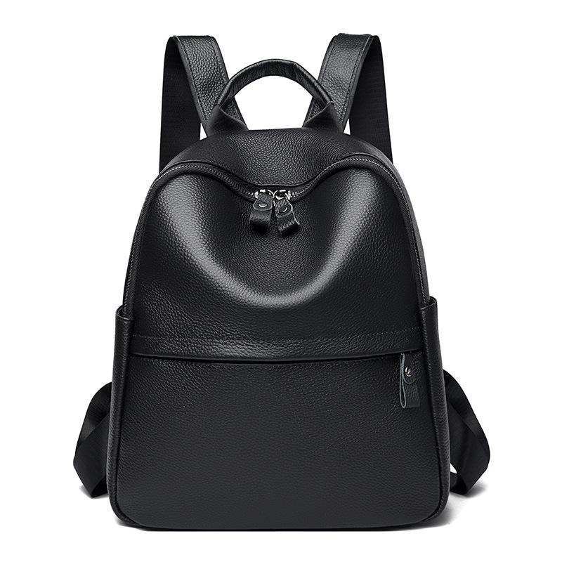 Damen vielseitiger Rucksack aus echtem Leder - Oberste Schicht Rindsleder, Großes Fassungsvermögen, Unifarben, Modische Reisetasche (Modell 2025)