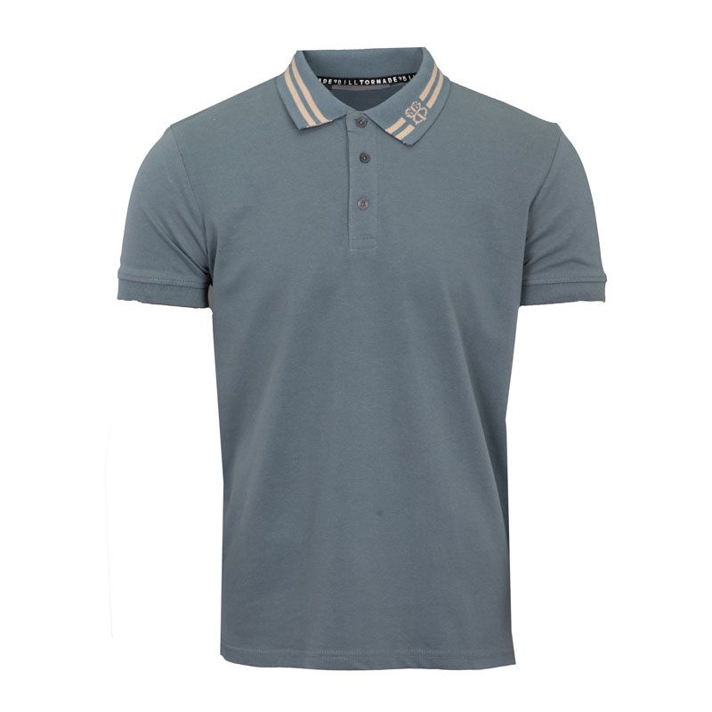Men's Short-sleeved Polo Shirt with Logo and Piping BILL TORNADE