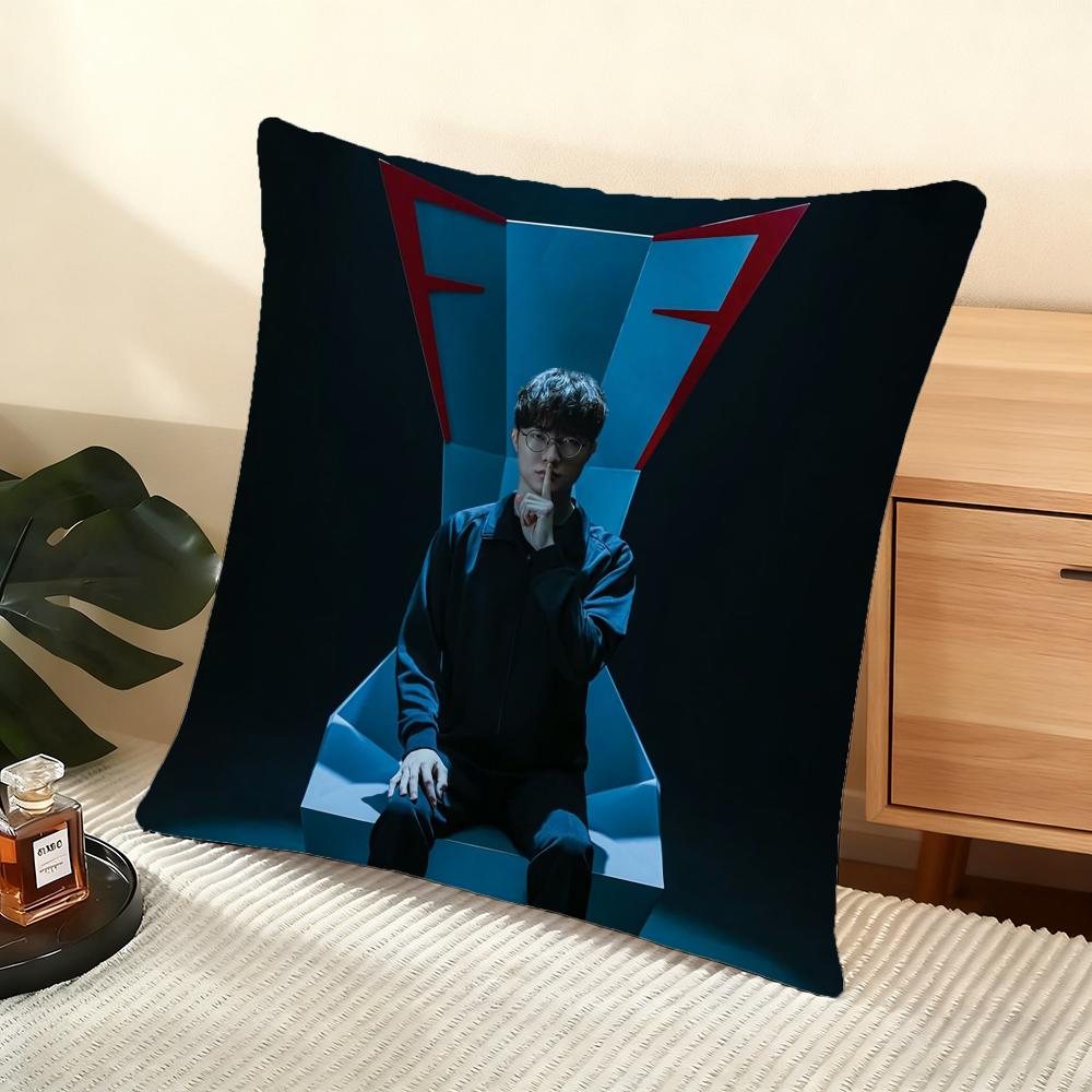 Cushion Cover Silky Short Plush Home Sofa Cushion Cover - Invisible Zipper Home Decoration F-Faker LOLS SKT T1 2025 Five Champio