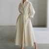 Plus Size Commuter Fashion Neck Lining Nine Minute Sleeve Loose Hem Dresses