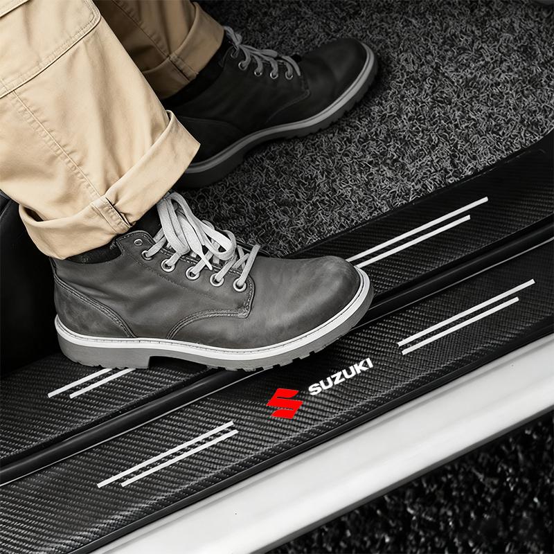Car Anti-skid and Anti-scratch of Carbon Fiber Threshold Strip for Suzuki Swift Jimny Grand Vitara SX4 Samurai Spacia Liana Car