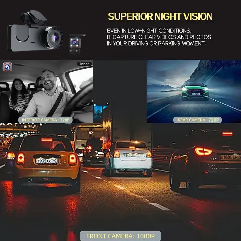 Car DVR 3Channel Dash Cam for Car 1080P Video Recorder WIFI APP Dashcam Front and Rear View Camera Night Vision Car Accessories