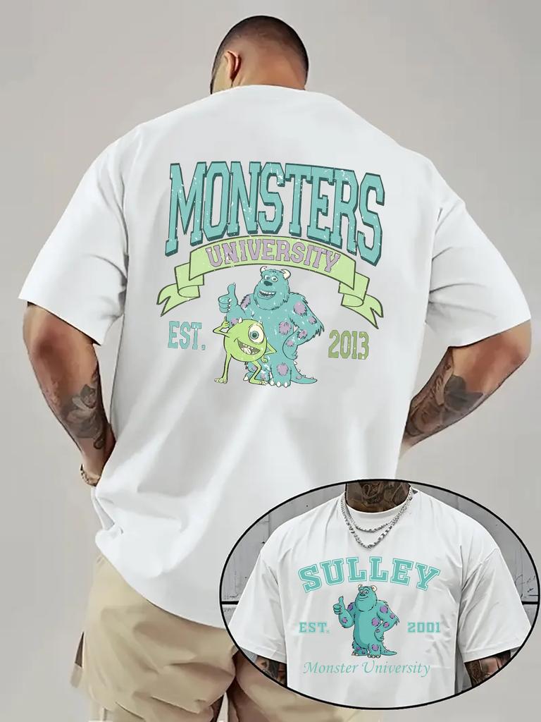 2026 Summer Disney Monsters University Printed Pure Cotton Tshirt Fashionable Loose Shortsleeved for Both Men and Women