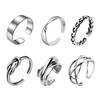 Vigetto 6-piece Set Ring Mens Accessory Metal Silver-plated Zushilver Unisex Stylish Simple Adjustable Popular