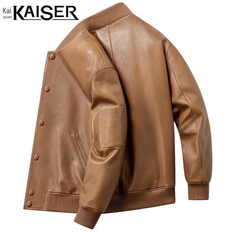 

Мужская куртка из овчины с бейсбольным воротником KAISER 4XL
