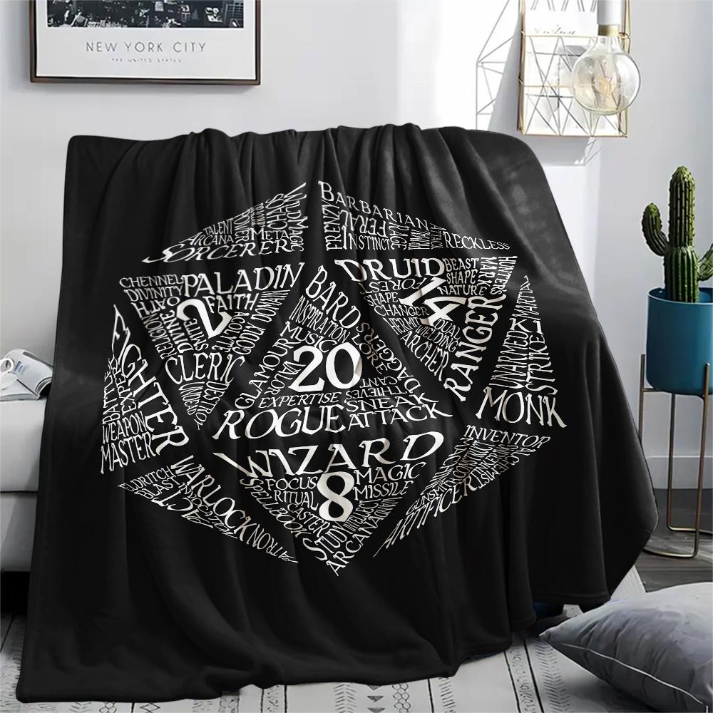 1PC D&D Dungeon and Dragons Print Flannel Blanket, High quality All Seasons, Home Decor, Warmth and Comfort, Perfect for Christmas Gifts