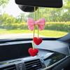 Rückspiegel-Anhänger Häkelherz Auto-Hänge-Dekoration, Gestrickte Schleife Liebe für SUV-Anhänger Spiegel, Süßes Zubehör Tasche Handtasche, Valentinstagsgeschenk Sie