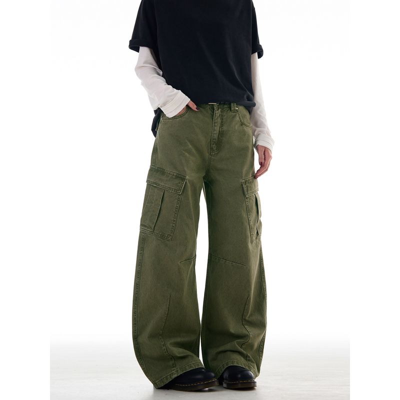 Madwitch American Street Vibe Scimitar Casual Pants Unisex Loose Wide-Leg Cool Design Workwear Jeans