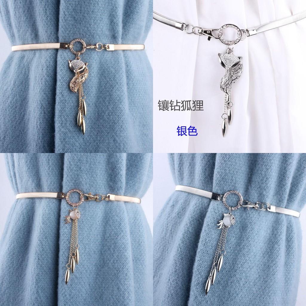 Elegant Metal Spring Waist Chain With Sparkling Fox Pendant For Women Fashion Accessories